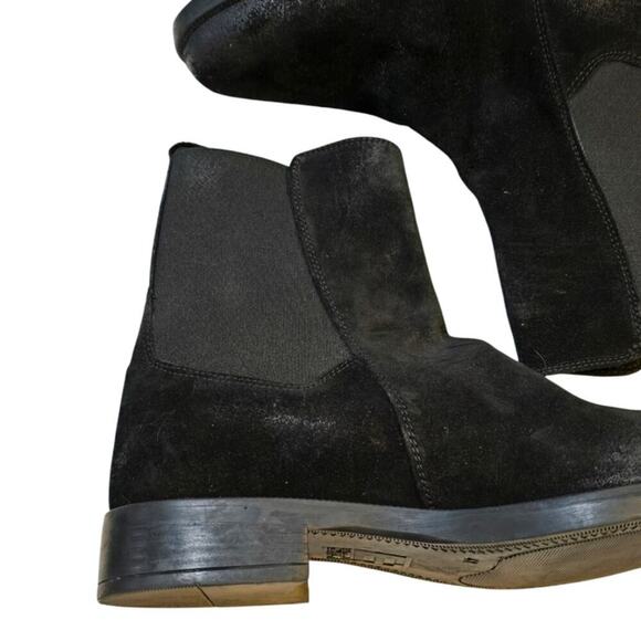 Emmanuel Crasto Black Suede Leather Ankle Boots Classic Chelsea Style Pull On - Picture 4 of 9